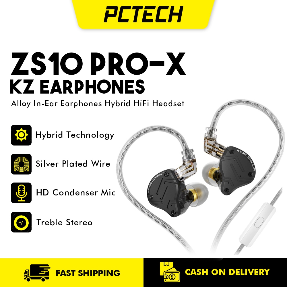 KZ ZS10 Pro X In Ear Wired Earphones HIFI Bass Earbuds Monitor Headphones  Sport Noise Cancelling Music Game Headset