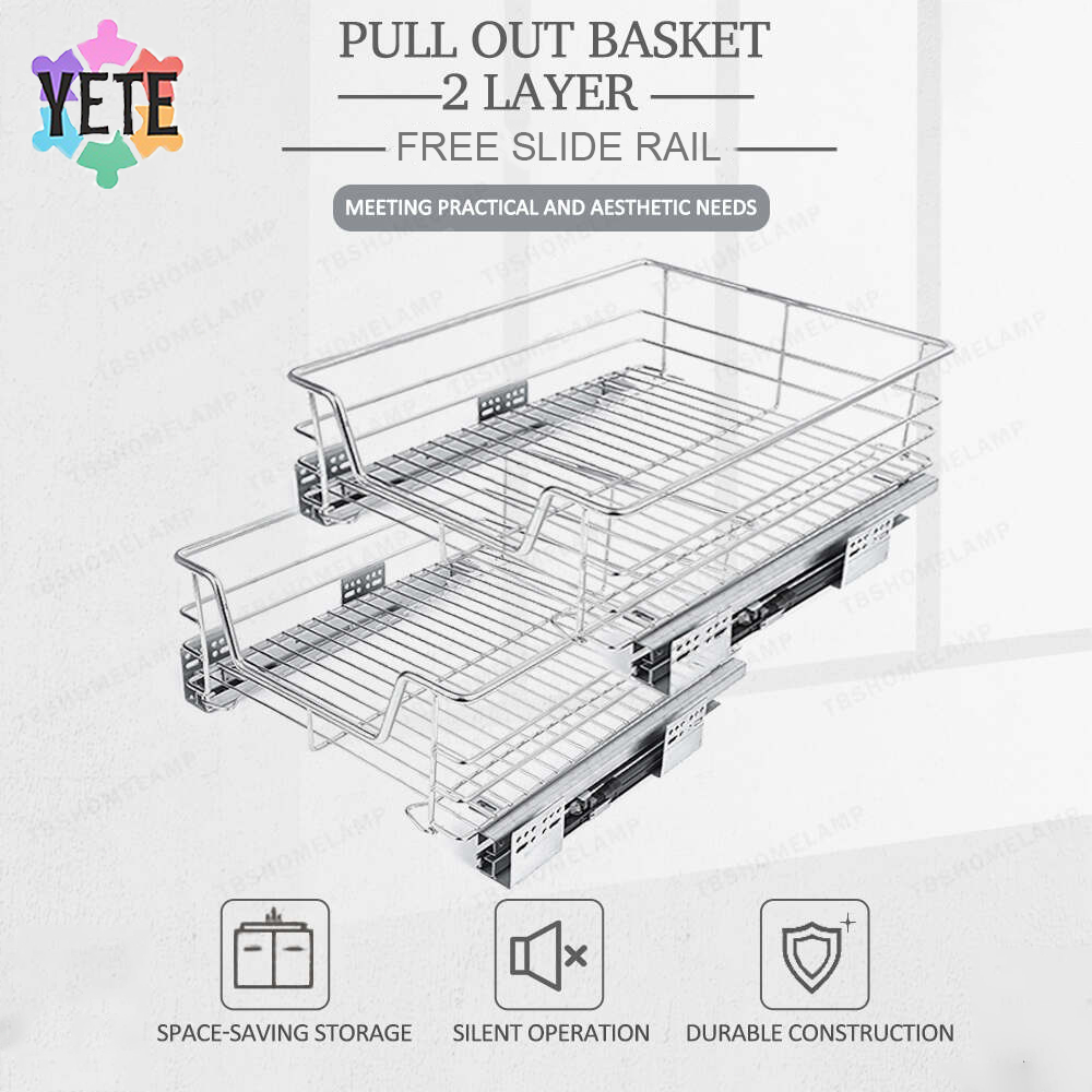 Pullout Basket Kitchen Stainless Multiple Inches Pull Out Dish