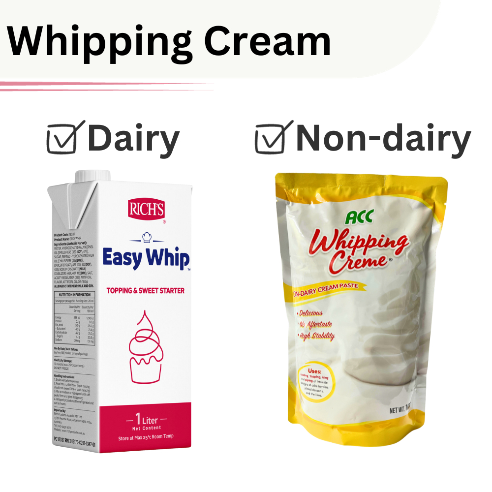 Whipping Cream Dairy/ NonDairy 1 Liter Acc Whipping Cream and Rich's