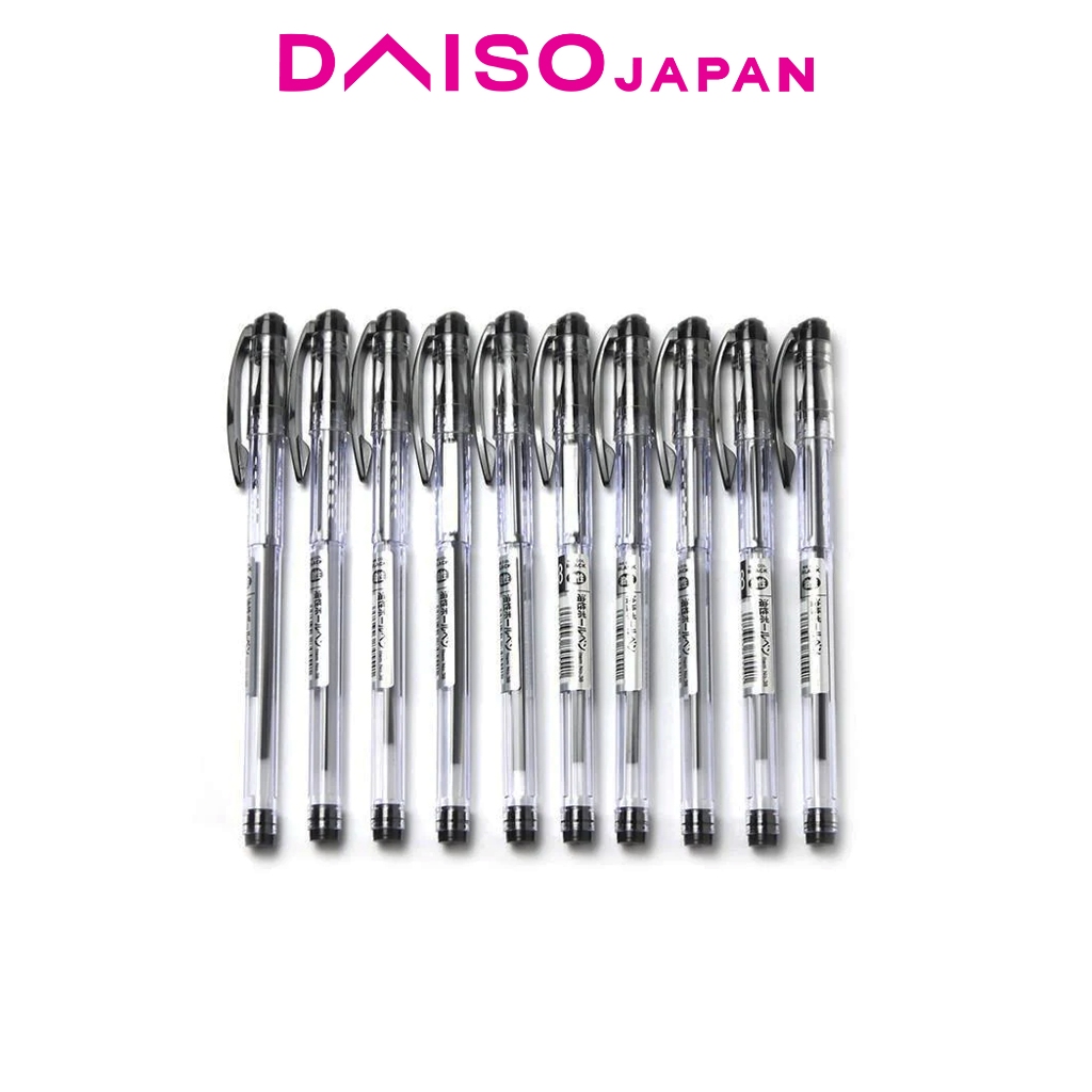 Daiso Oilbased Black Ink Ballpoint Pen Set (10 pieces) Shopee