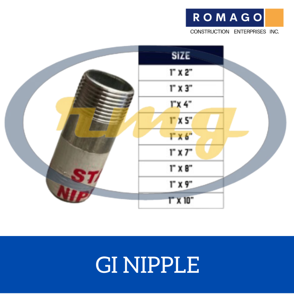 GI Nipple S40 Galvanized Metal Pipe Fitting Heavy Duty 1" Diameter ...