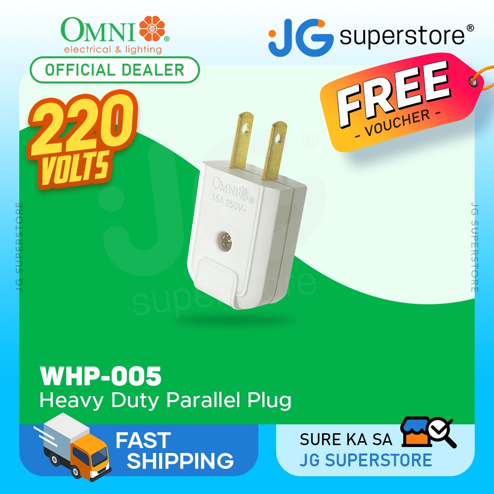 OMNI Heavy Duty Parallel Male Plug 15A 220V for Home Electrical Plugs