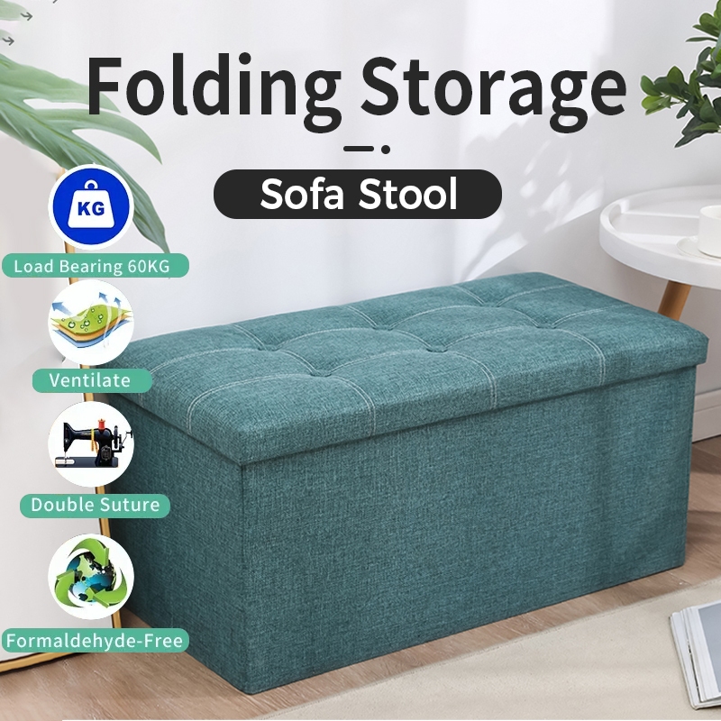 Ottoman Storage Box Stool Rectangular Storage Stool Sofa Folding