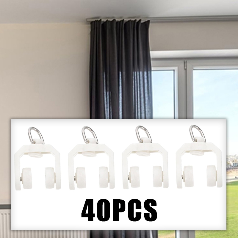 40pcs Curtain Glider Hooks Track Rail Runner Curtain Rail Ceiling Glider Curtain Accessories