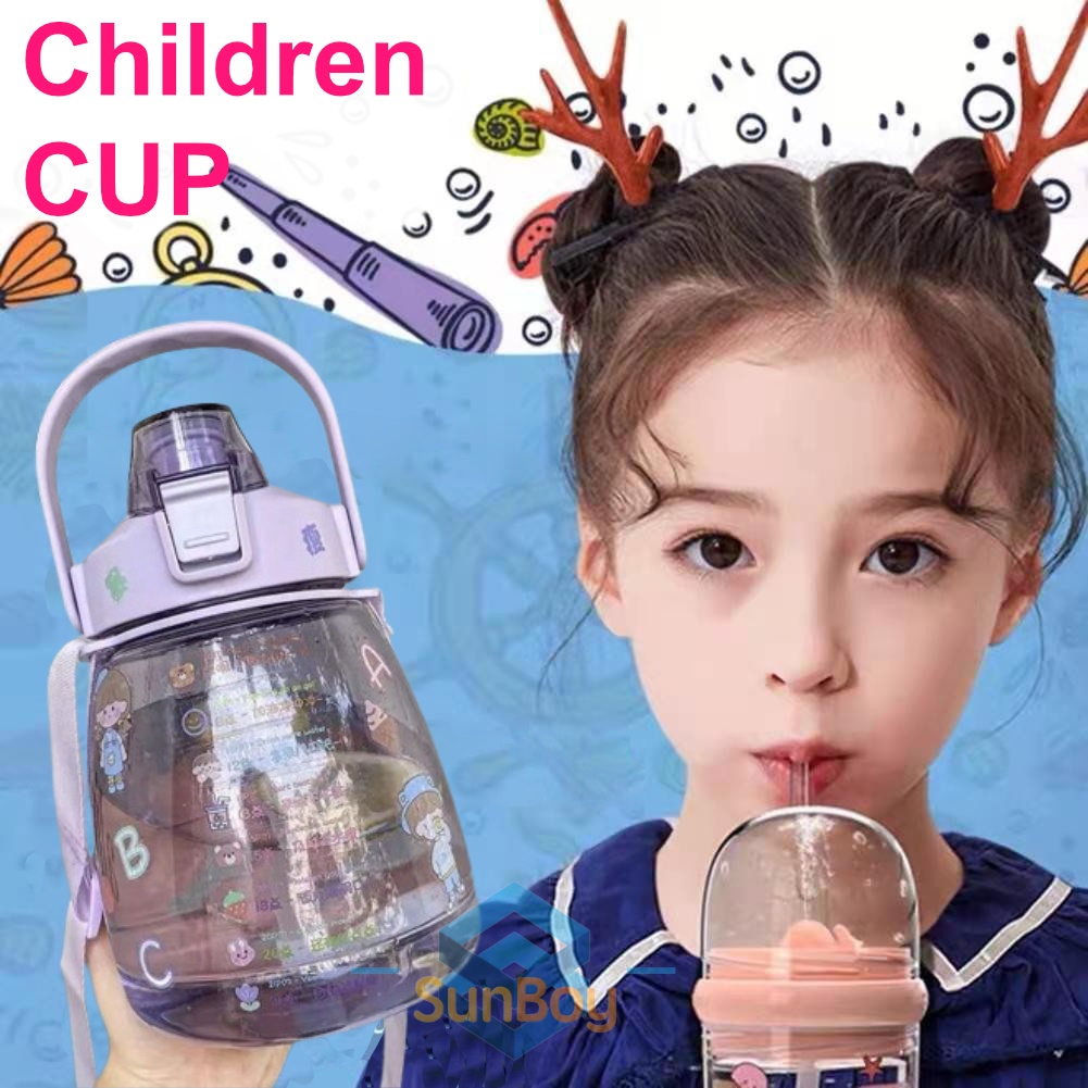 1500ML Water Bottle Cute Cartoon Water Cup With Straw Child Baby Cups