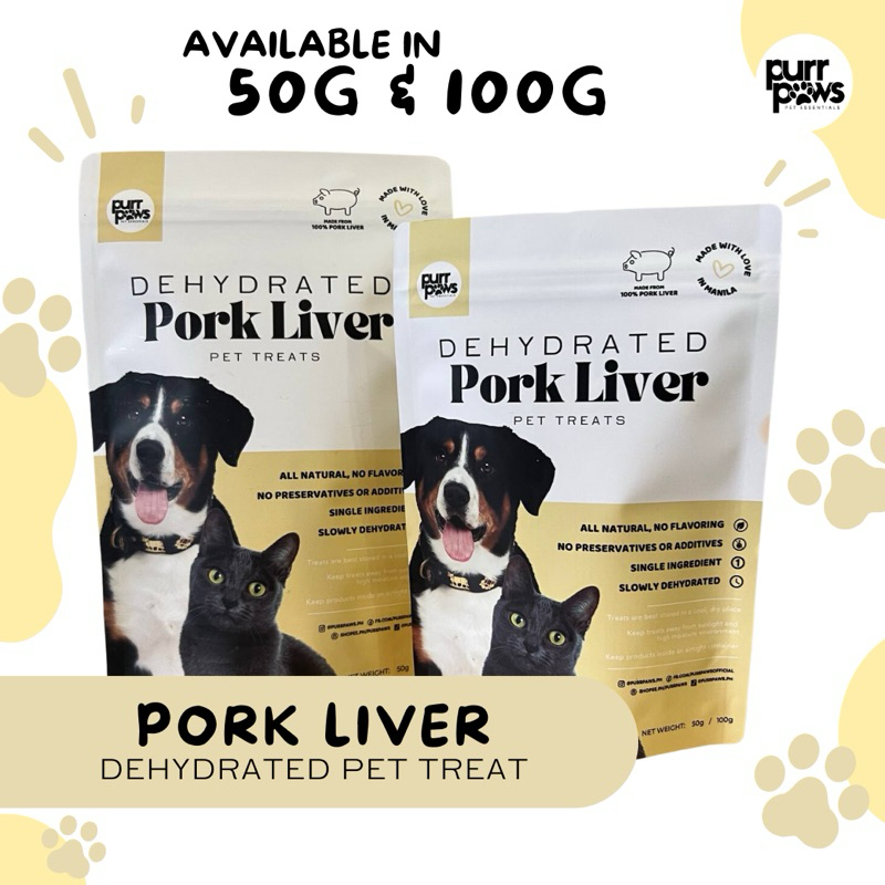 PurrPaws AllNatural Dehydrated Pork Liver Pet Food Dog and Cat Treats