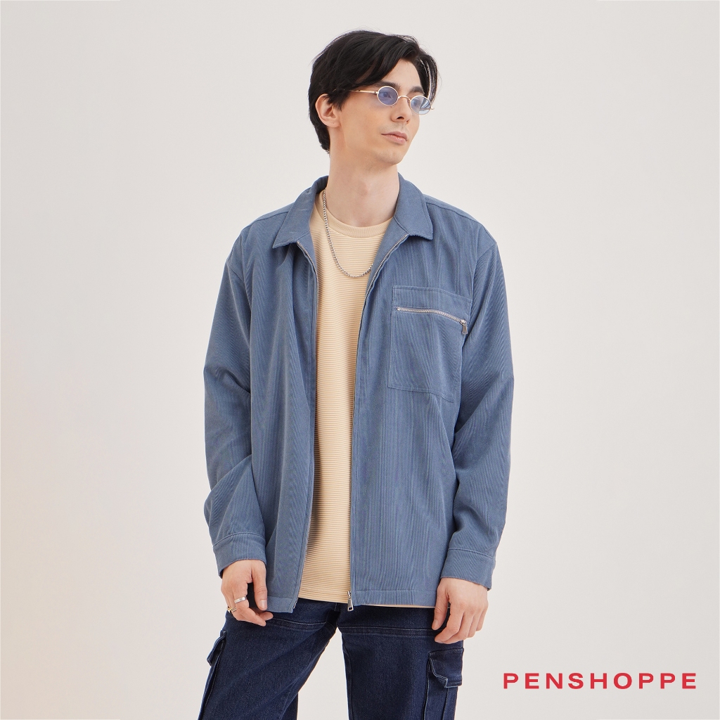 Dress Code Corduroy Overshirt For Men (Blue) Shopee Philippines