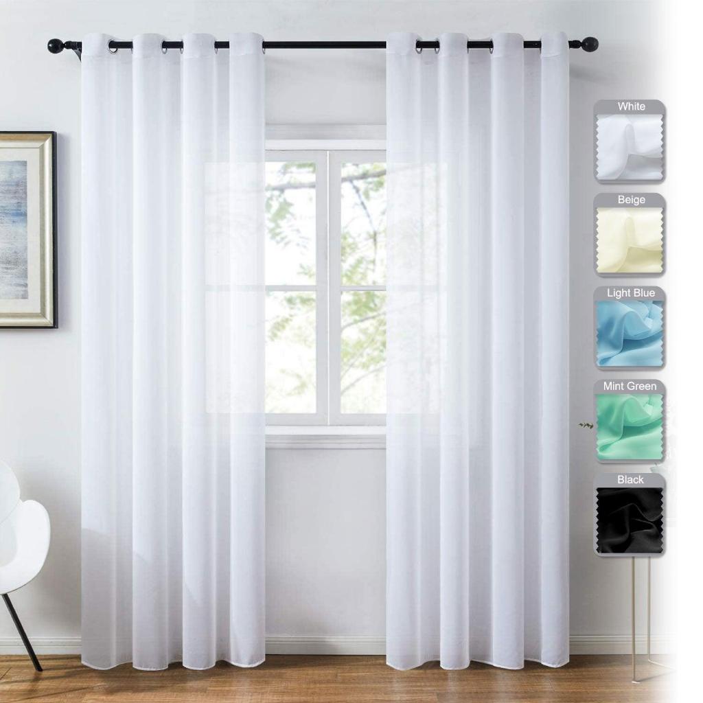 White Gauze Curtains SemiBlackout Balcony Thin Curtains Bay Windows Transparent White Curtains