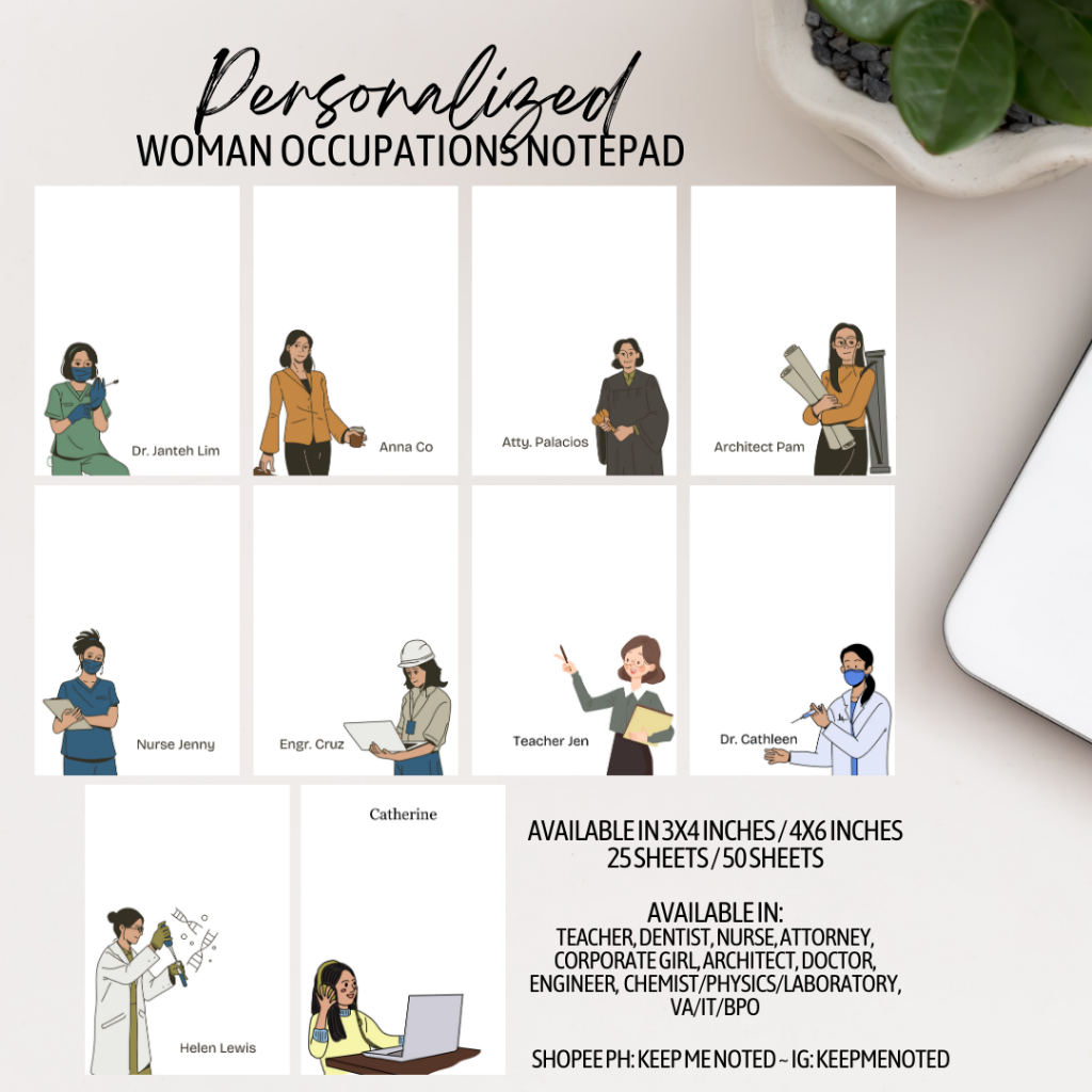 Personalized Notepad Woman Occupation Teacher Engineer Architect Doctor ...