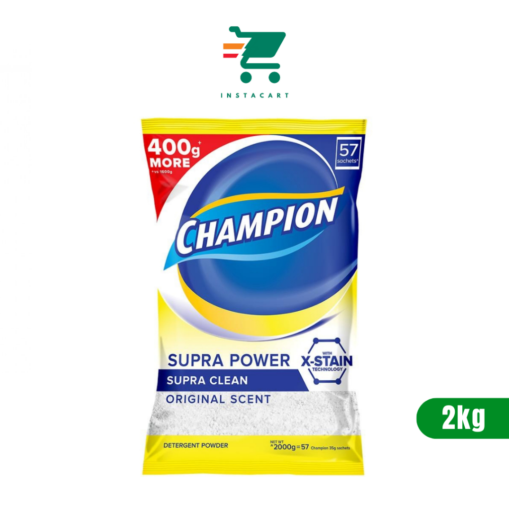 InstaCart Champion Laundry Detergent Powder Original Supra Clean 2Kg