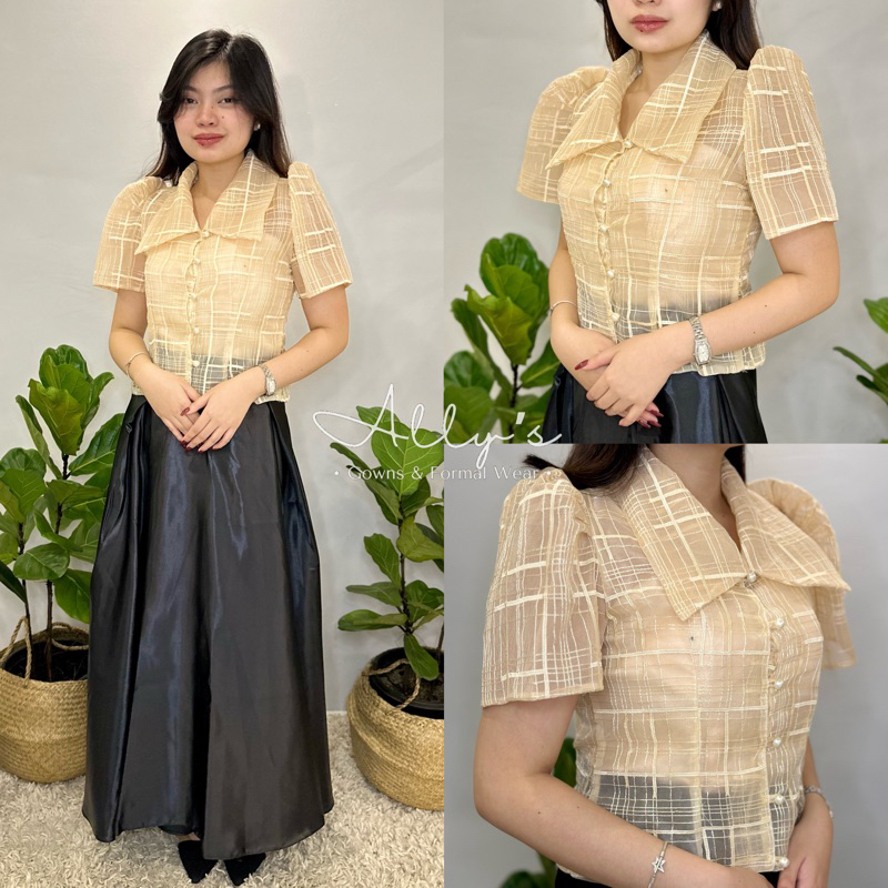 Modern Filipiniana Organza w/ Sports Collar CODE: EMBERLY/ADLEY ...