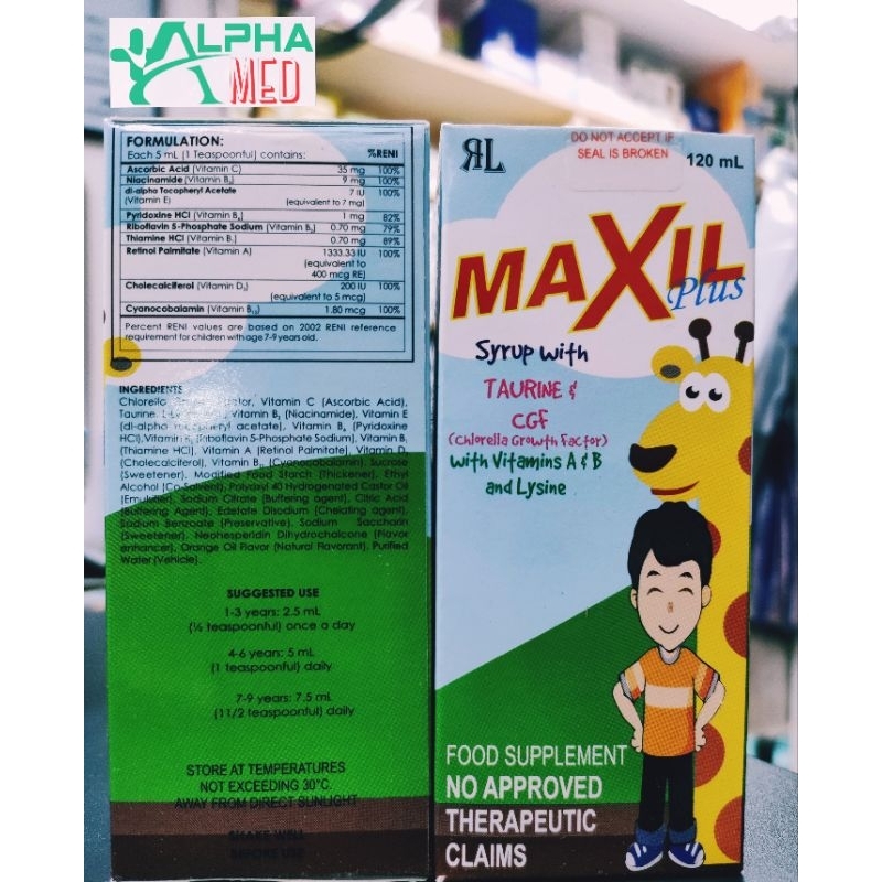 MAXIL PLUS Taurine & CGF Vit. A & B and Lysine Chlorella Growth Syrup ...