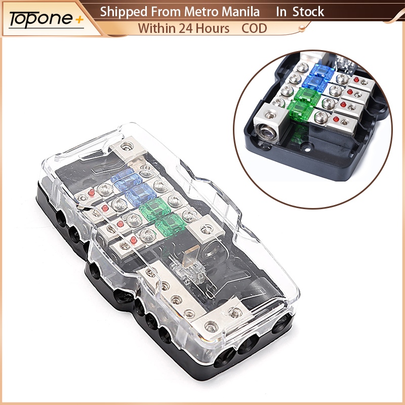 Car Audio ANL Fuse Holder Power Distribution Block Fuse Box 2 In 4 Out
