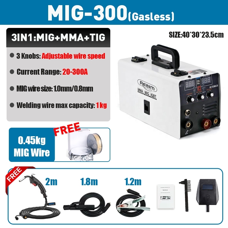 REAIM Welding Machine Japan Gasless MIG/MMA 2in1 Portable Welding Inverter Flux Cored Welder
