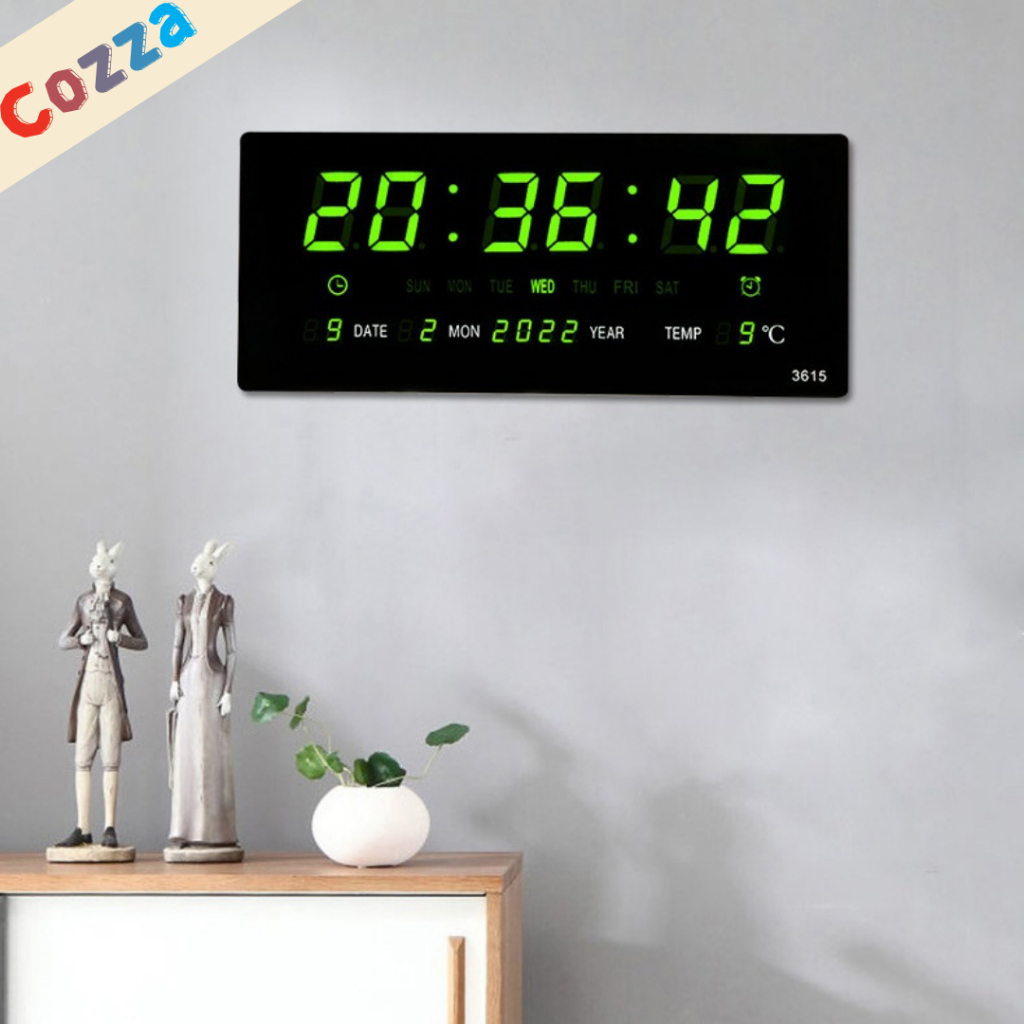 LED Digital Wall Clock 14 Inch Led Wall Clock Calendar Temperature Wall Clock Decor for Living