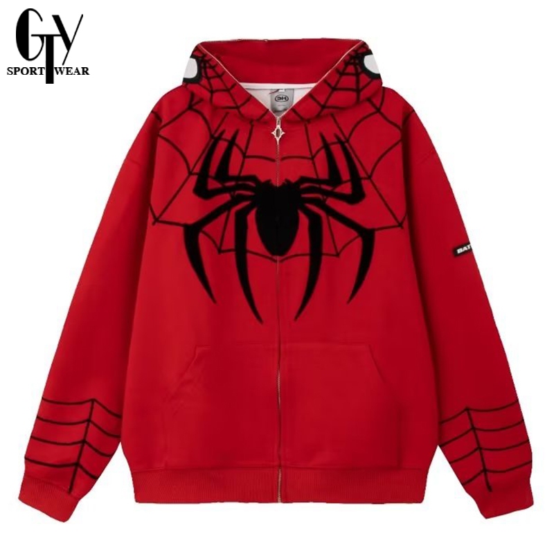 Gty Spider Man Hoodie Sweater Couple Embroidery Anime Hoodie For Men Oversize Hoodie Jacket