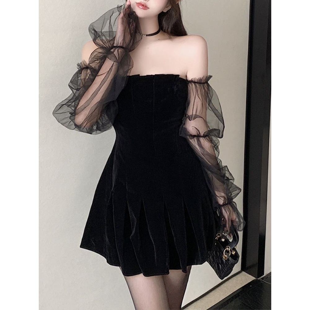 Summer Korean dress balck dress for woman Casual mini dress button down ...