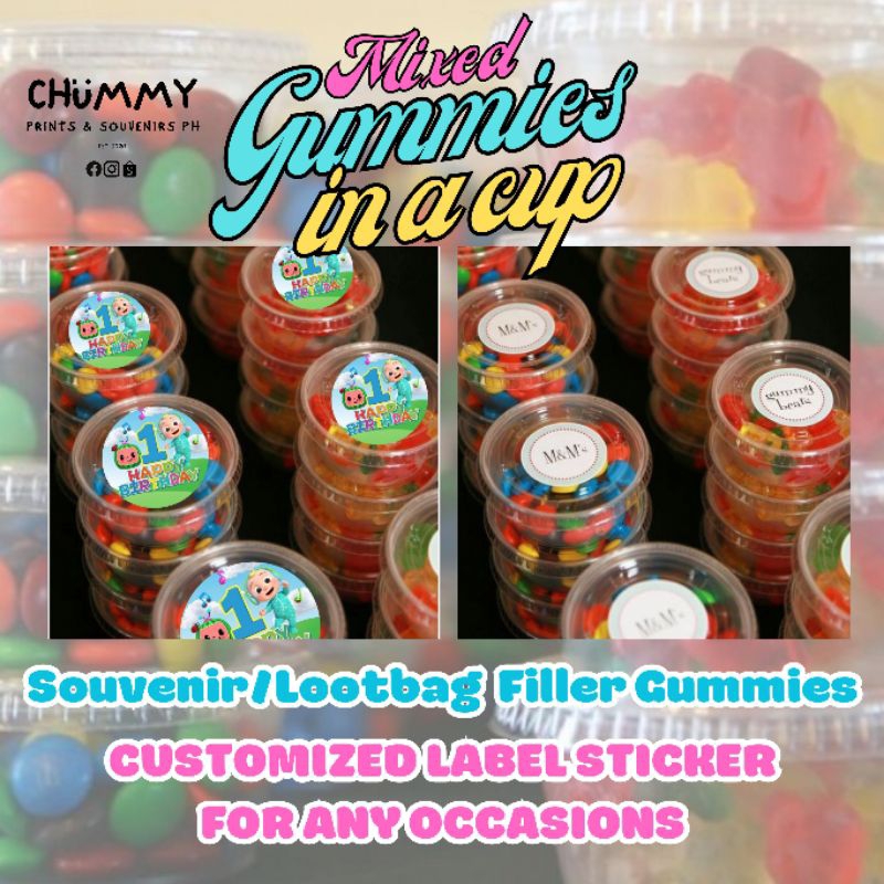 GUMMIES IN A CUP giveaways souvenirs for any occasion with sticker ...