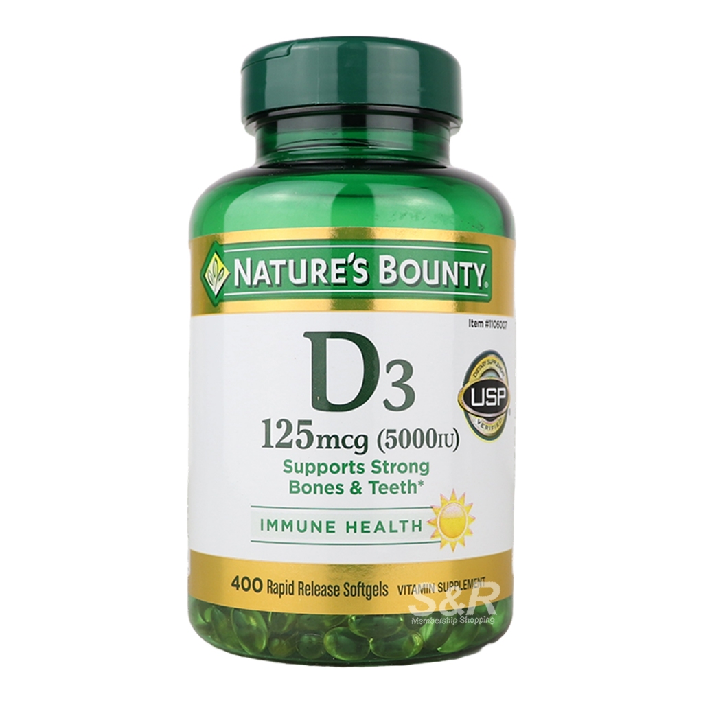 Nature's Bounty D3 125mcg (5000IU) 400 Softgels | Shopee Philippines