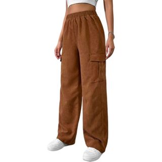 Womens Corduroy Pants Solid Color Corduroy Mid Waisted Straight Leg Baggy  Pants Casual Jeans Trousers with Pockets at  Women's Clothing store