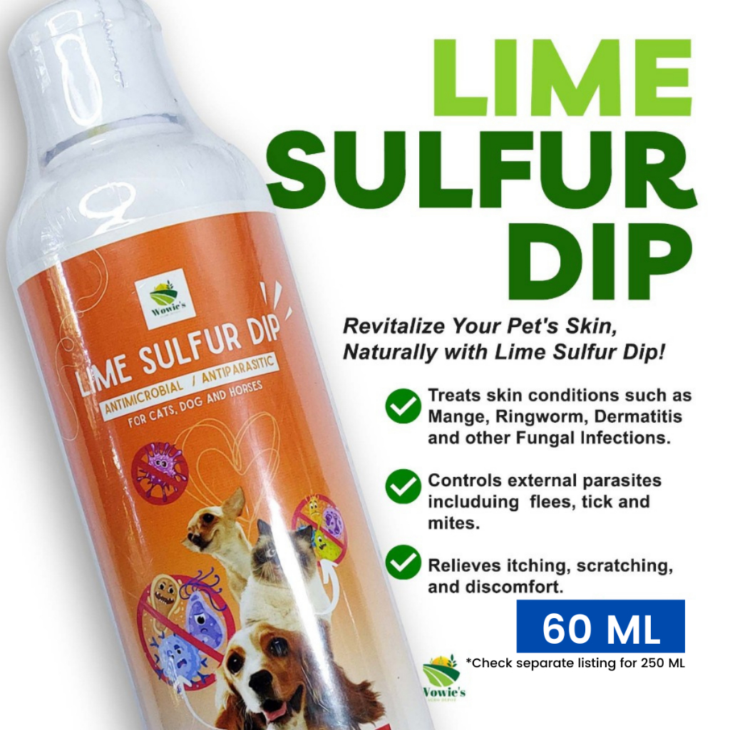 60 ML Lime Sulfur Dip Antimicrobial Antiparasitic for Cat, Dog and Horse Wowie Agro Depot