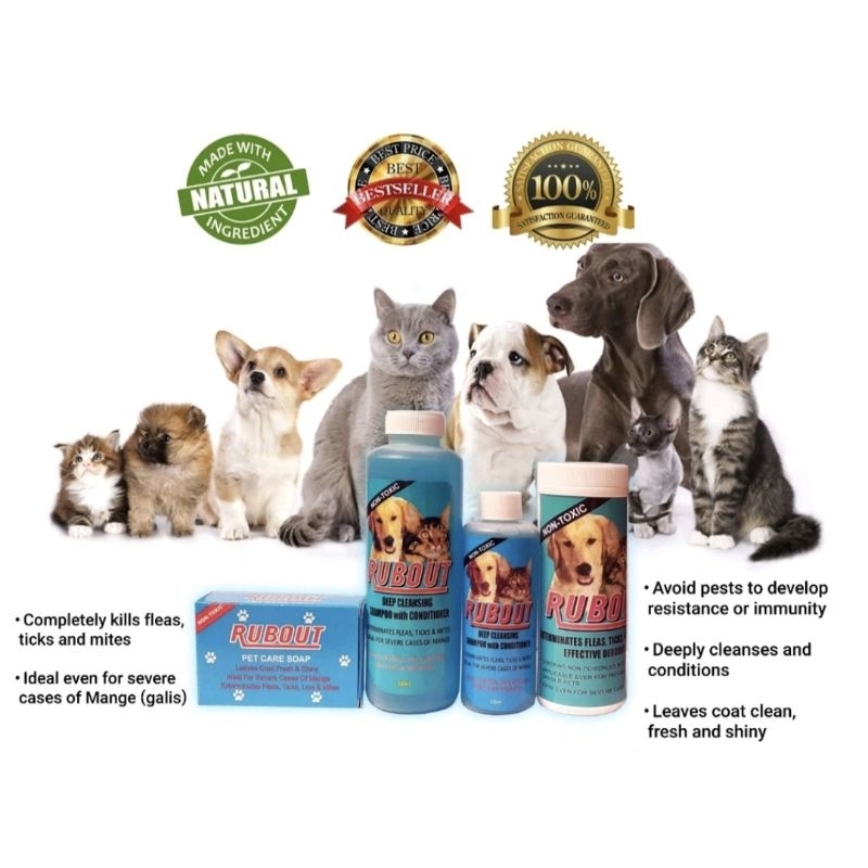 Rubout Dog and Cat Shampoo Conditioner Ticks Fleas and Mange All ...