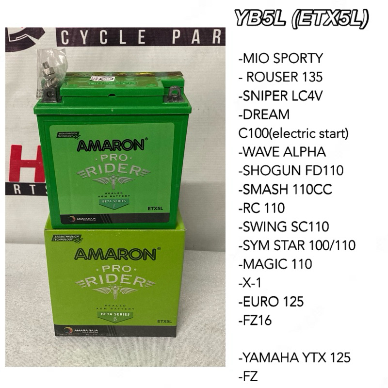 Amaron Motorcycle Battery Etx5l Etz5l Etz7l Etz9r Etz4l Etx9r Motor 4l 5l 12n9 Yb5l Ytz6v 12n5