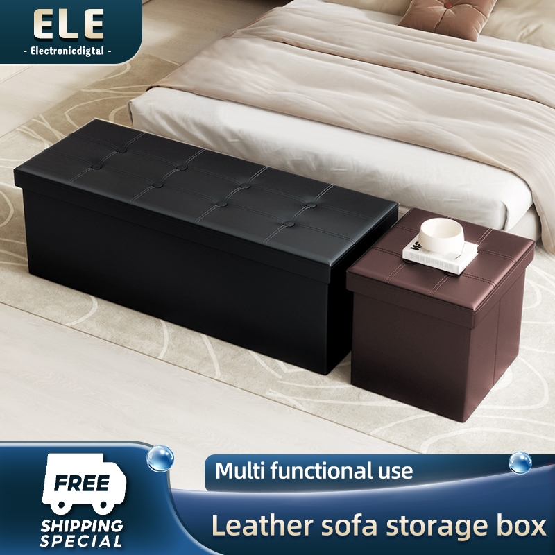 Leather Sofa Storage Box Ottoman Storage Box Storage Chair Foldable