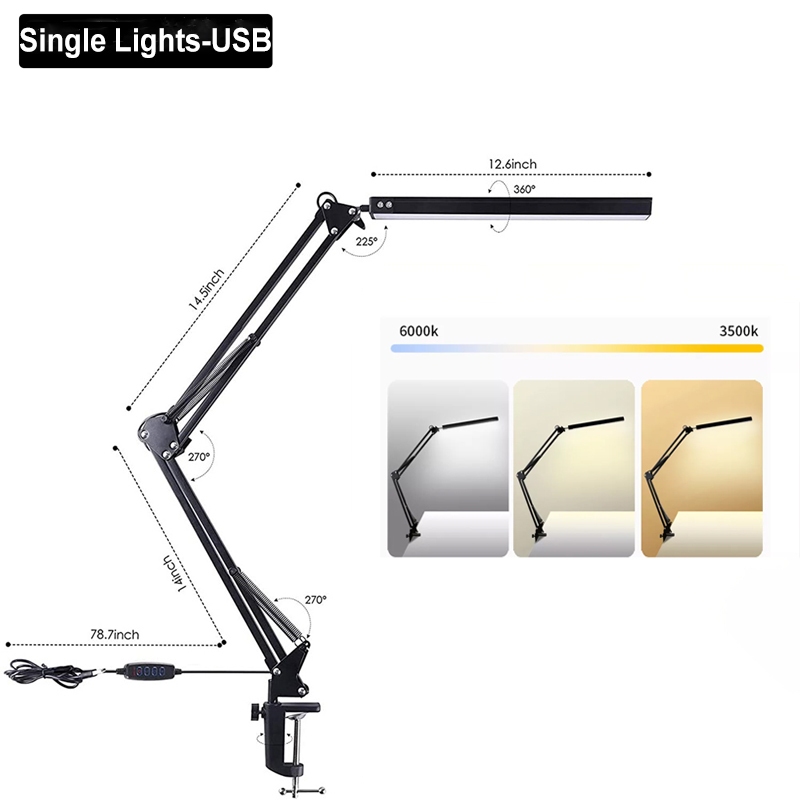 LED Reading Desk Lamp for Study Double Head Table Lamp Folding Light ...