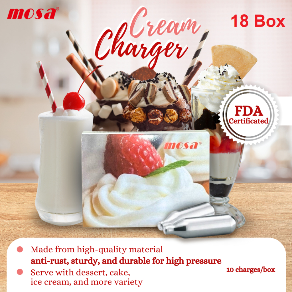 Mosa Whip Cream Charger 18 Box 10 Chargers/Box Frappe/Mosa /Milktea ...