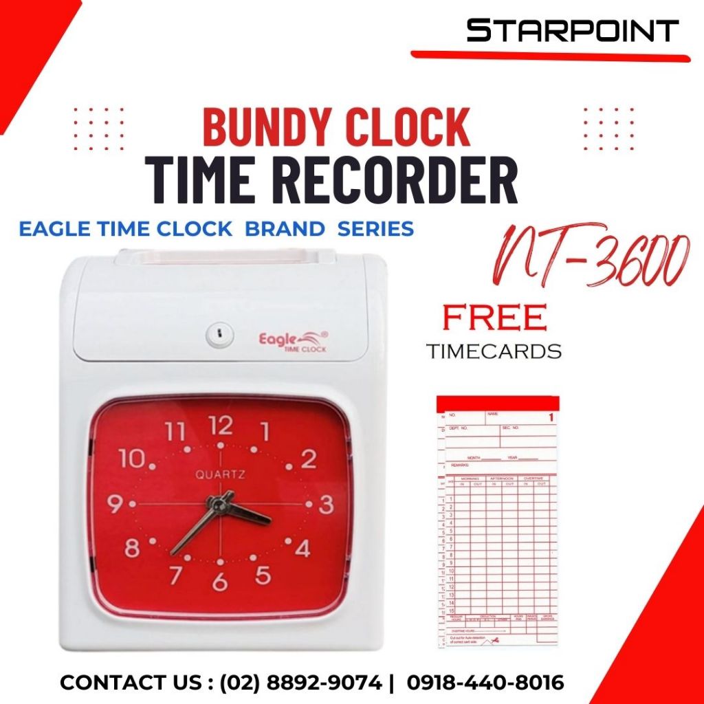 Analog Bundy Clock w/ 100pcs Timecard Time Recorder Bandi Time