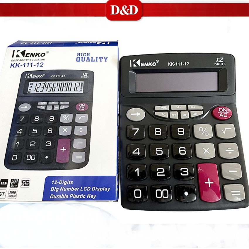 DEXIN KK-111-12 12-Digits Electronic Calculator Plastic Keys Black ...