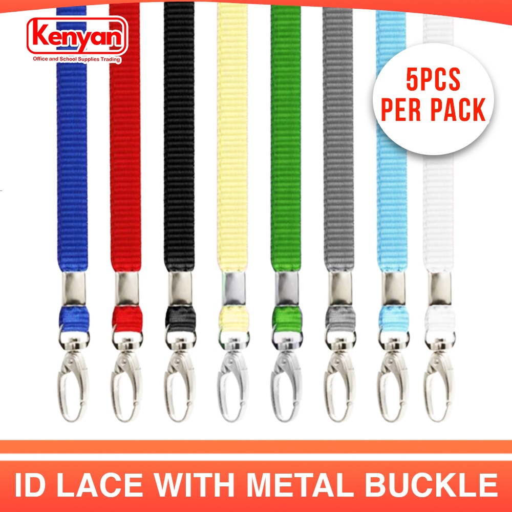 Glossy ID Lace with Metal Buckle J Hook / School ID Lanyard 5pcs/Set