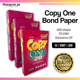 Copy One Bond Paper White Short, Long & A4 Size 70Gsm - 500 Sheets Pack ...