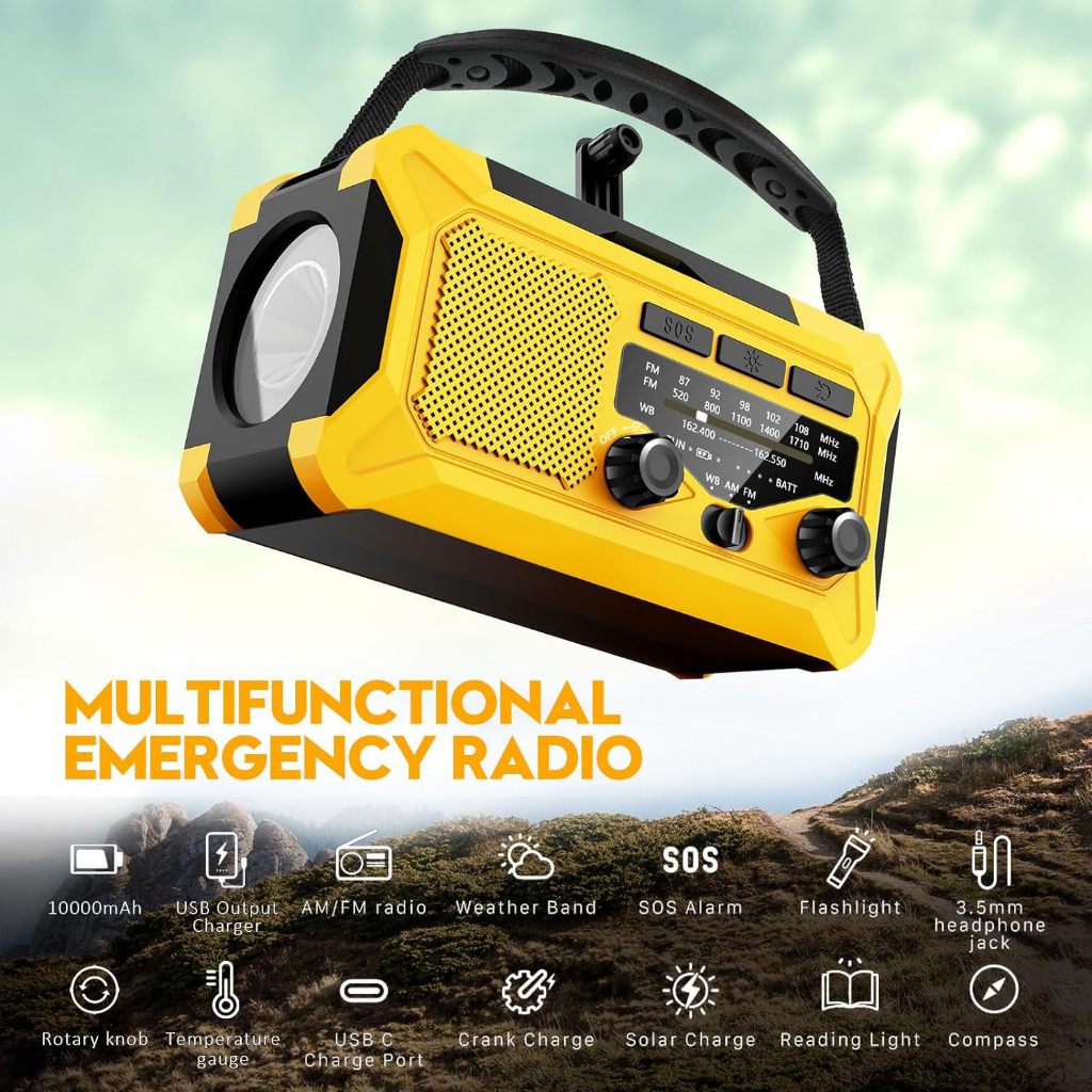 3in1 AM FM Radio with Light Solar Rechargeable Powerbank Emergency ...