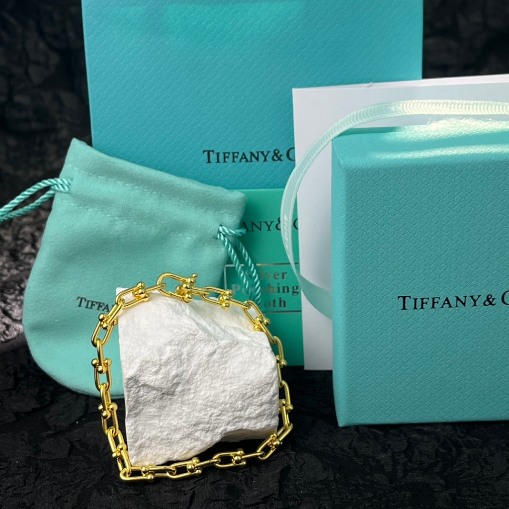 18k Saudi Gold/Pawn Tfny Cuban horseshoe buckle bracelet Shopee