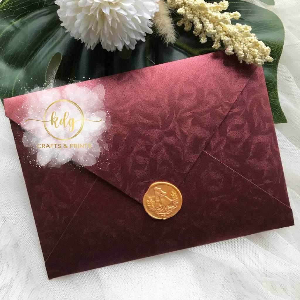 5 pcs burgundy red maroon makapal 5r 4r baronial envelopes for