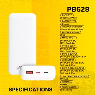 Jaguar Electronics PB628 20000mAh 22.5W PD/QC 3.0 Fast Charging Power ...