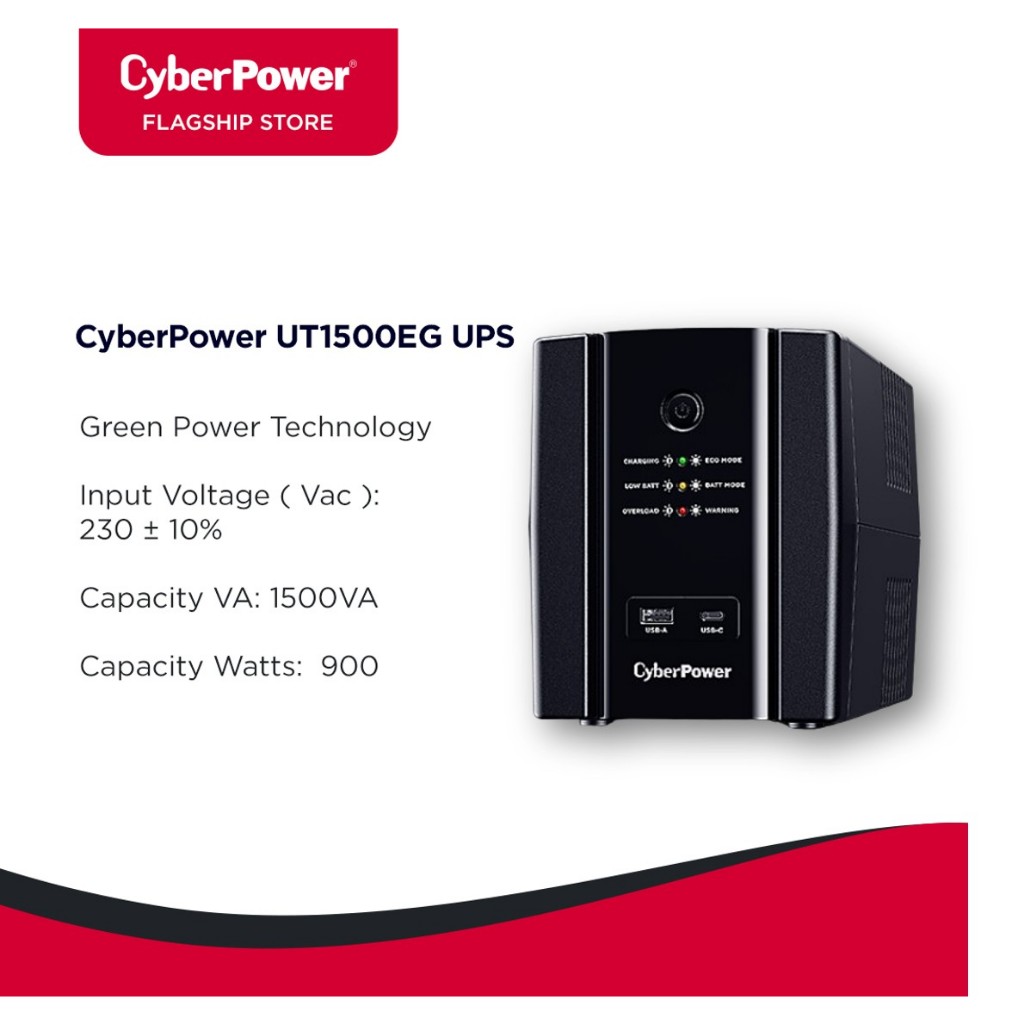 CyberPower UT1500EG UPS 1500VA 900W 2 Year WA For Battery | Shopee ...