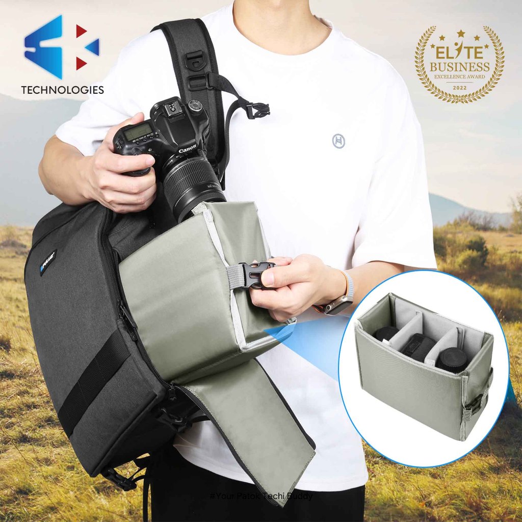 PULUZ Outdoor Portable Camera Dual Shoulders Backpack Laptop Bag (Black ...
