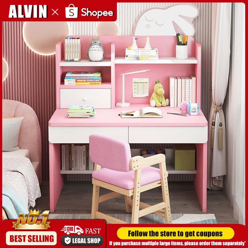 ALVIN Children's Study Table Pink Blue Desk With Drawer Student Writing