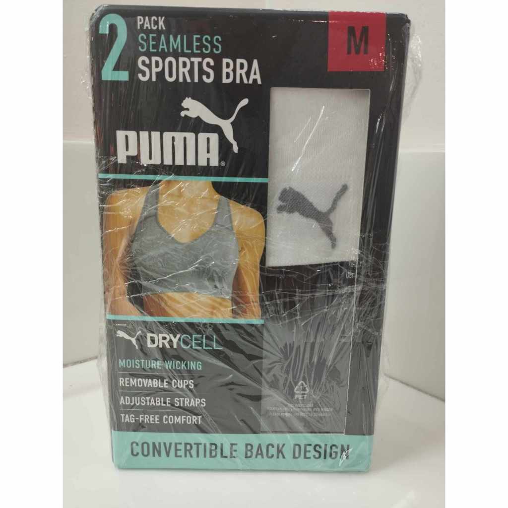 PUMA Performance 2-Pack Seamless Sports Bras Tag-Free S/M/L/XL Moisture  Wicking