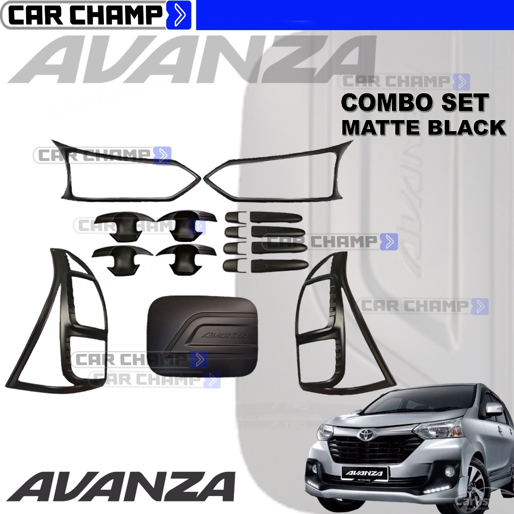 Toyota Avanza 2016 to 2018 V1 Garnish Combo set cover MATTE BLACK ...