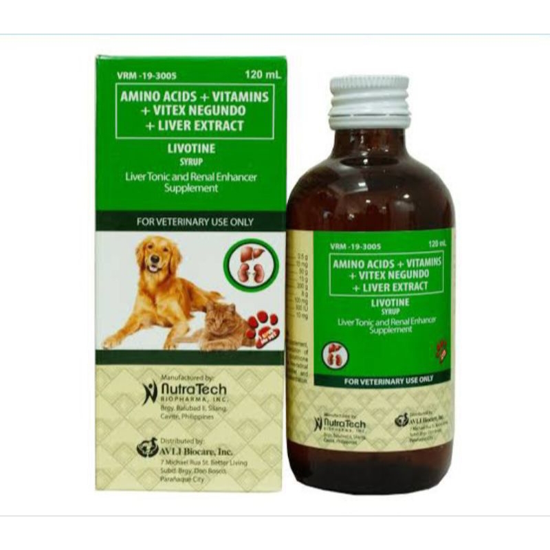 Livotine 120mL 60mL for Dog and Cat Syrup Liver Tonic Kidney Supplement