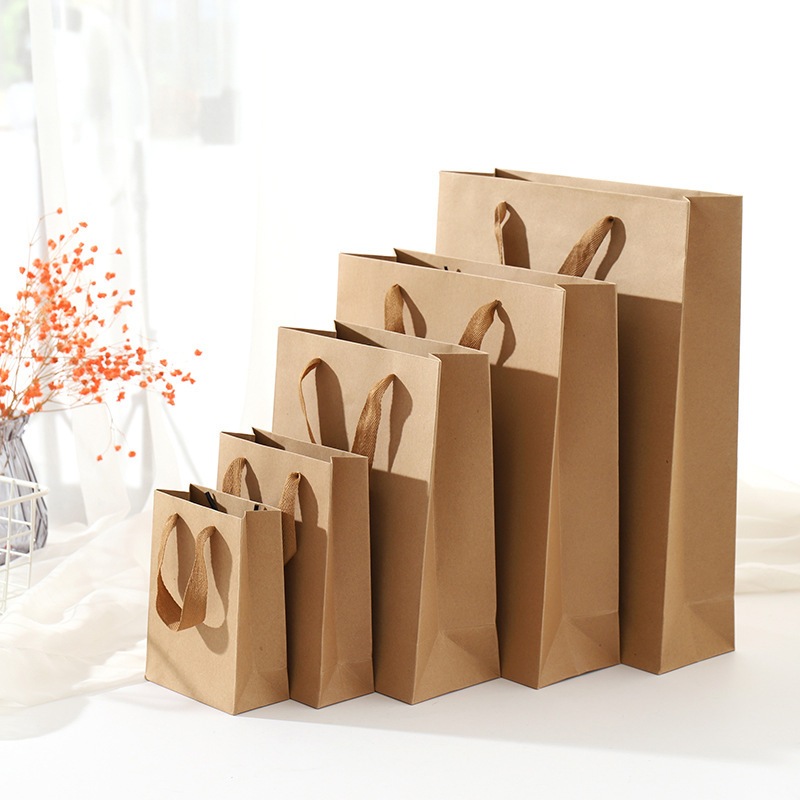 Kraft Brown Thick Matte Laminated Rope Handle Paper Bag Gift Bag ...