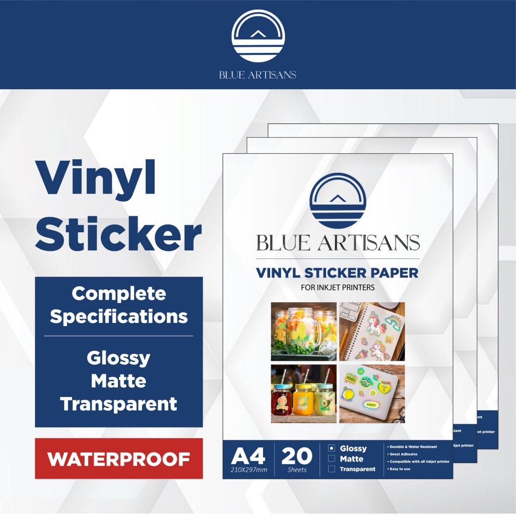 A4 Vinyl Sticker Paper Waterproof 20sheets Matte Glossy Semi ...