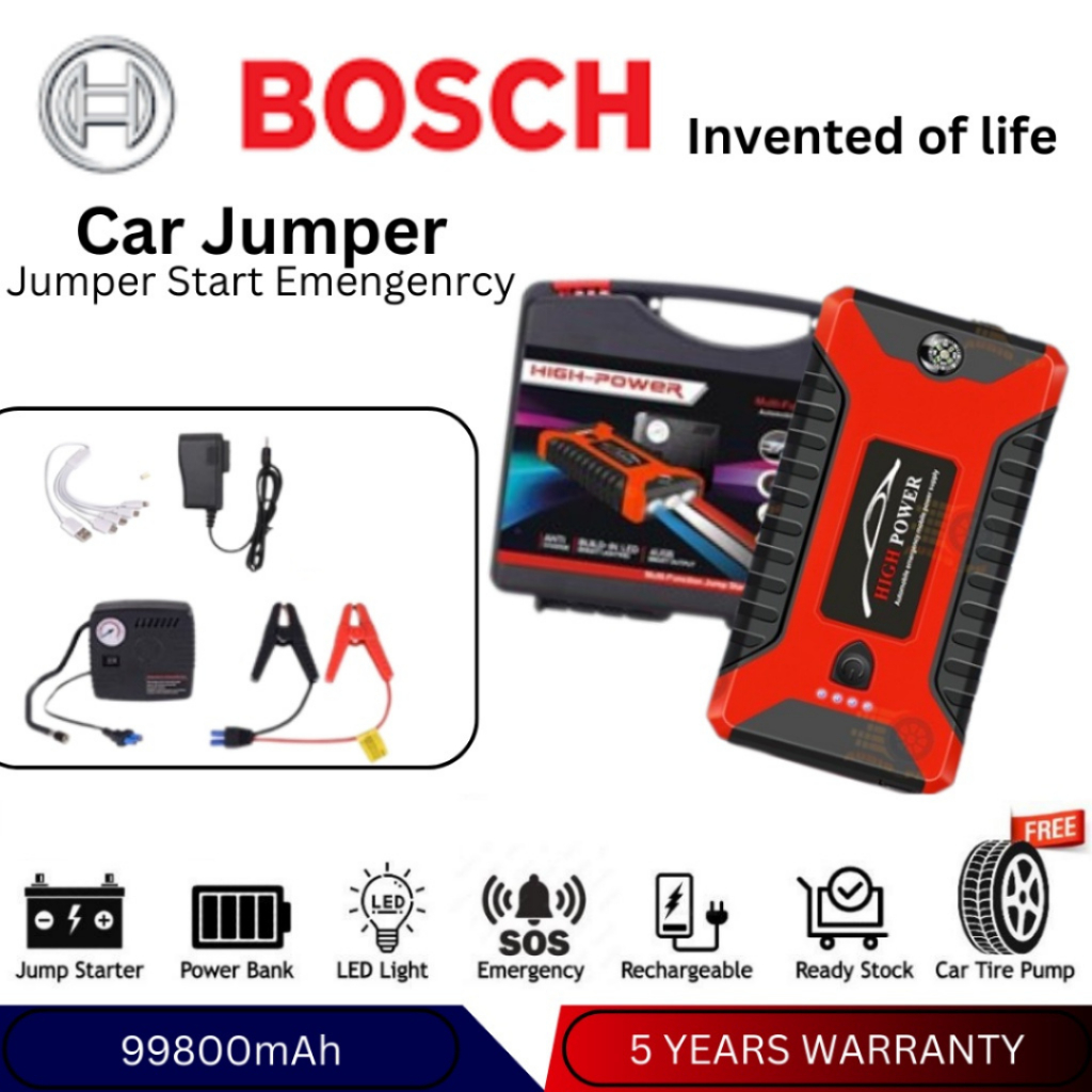 BOSCH Car Jumper 12V Multi Function 99800MAh With Pump Power Bank