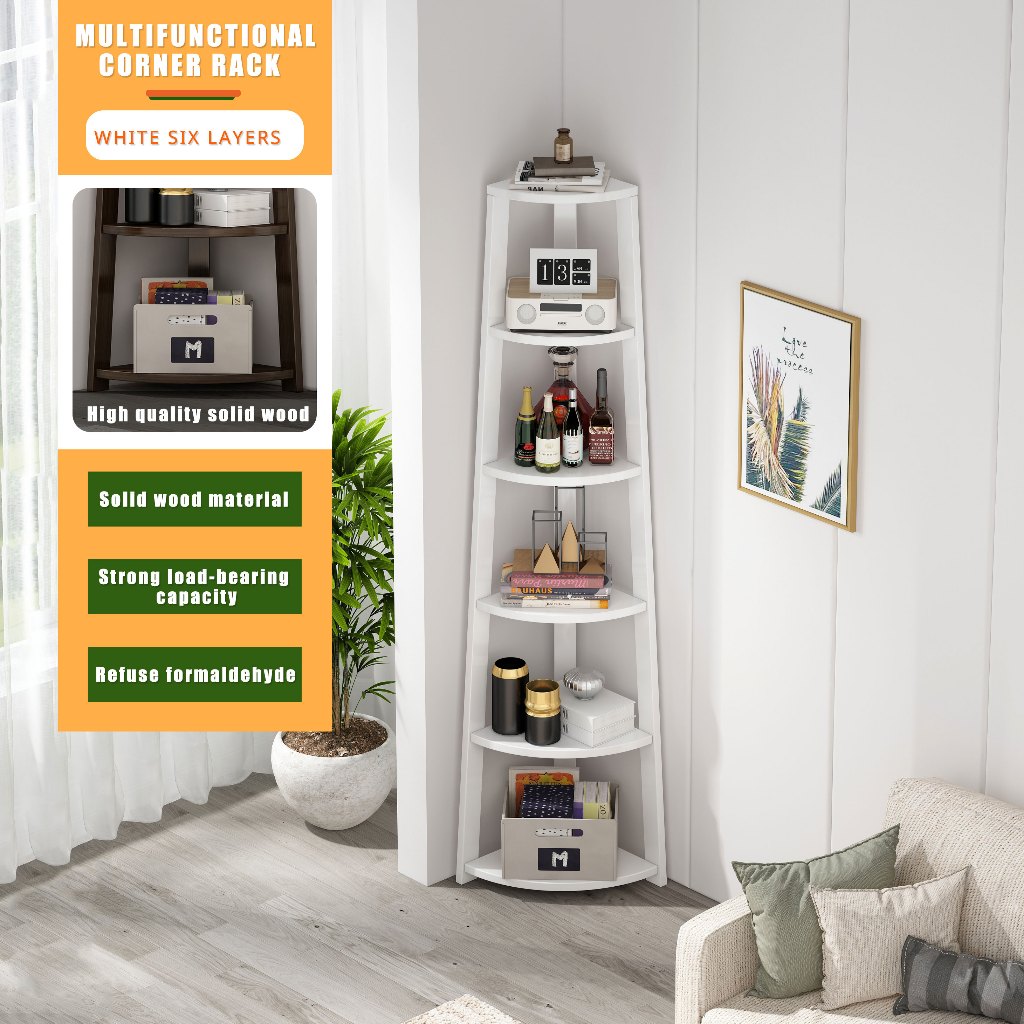 4/5/6 layer Solid Wood Corner rack Corner Shelf Flower Stand Bookshelf ...