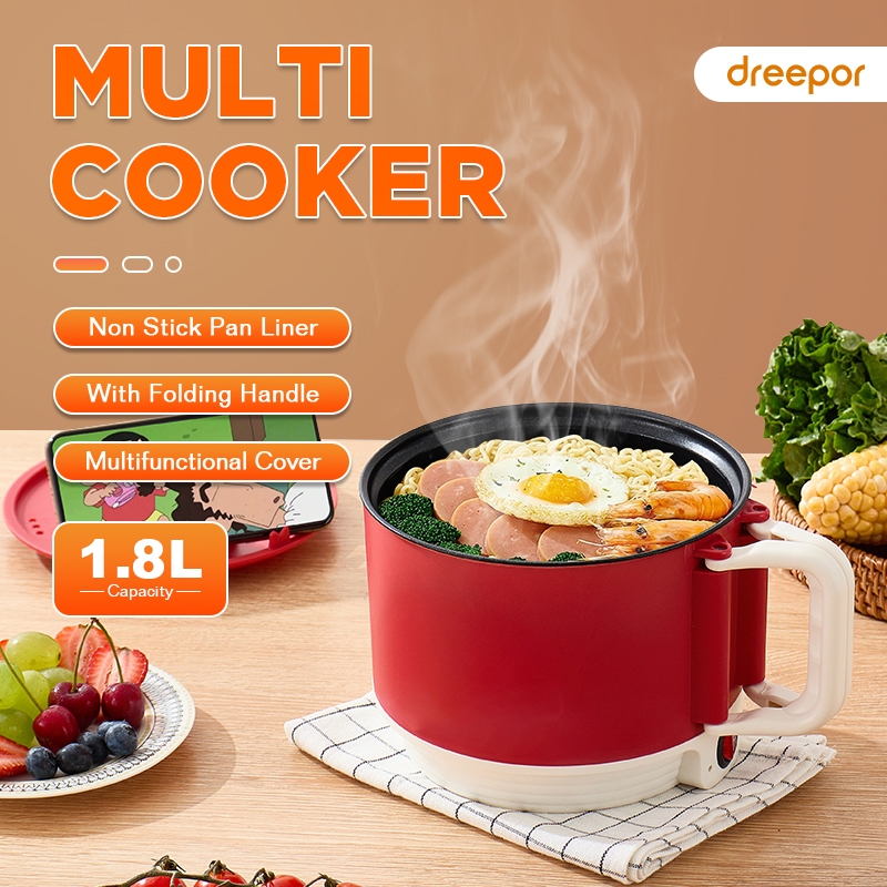 1.8L Mini Rice Cooker Small With Folding Handle Portable Multi Cooker