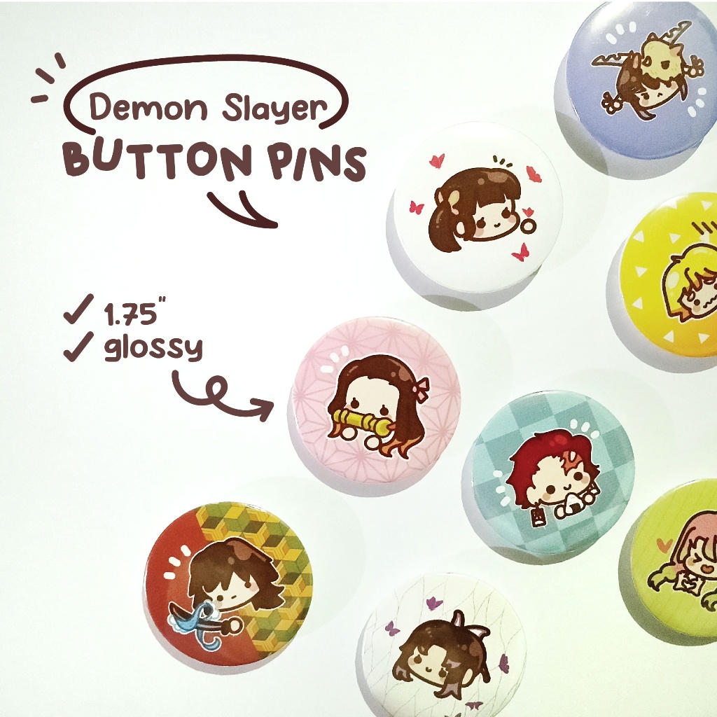 Demon Slayer / Kimetsu no Yaiba Button Pins | 1.75